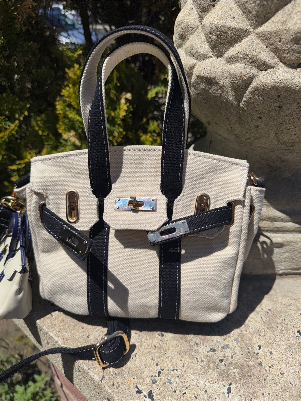 Canvas Mini Tote with Removable Mini Bag - Cream & Black Boatkin Bag NWOT’s - Picture 16 of 16